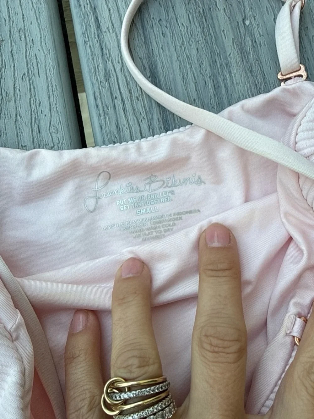 Frankie's Bikinis Light Pink Ribbed One-Piece Swimsuit Small